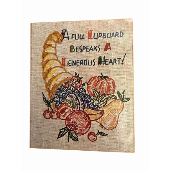 VTG. Vogart Crewel Kit 2305 Thanksgiving Cornucopia Horn Of Plenty Fruits NEW - Picture 2 of 3